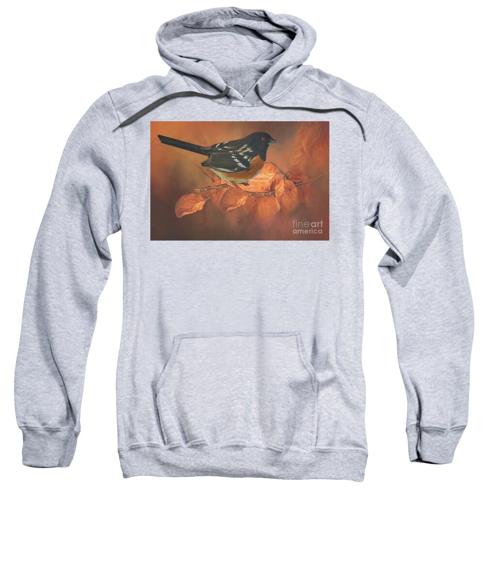 Spotted Towhee Sweatshirt featuring the photograph Spotted Towhee in Autumn by Janette Boyd