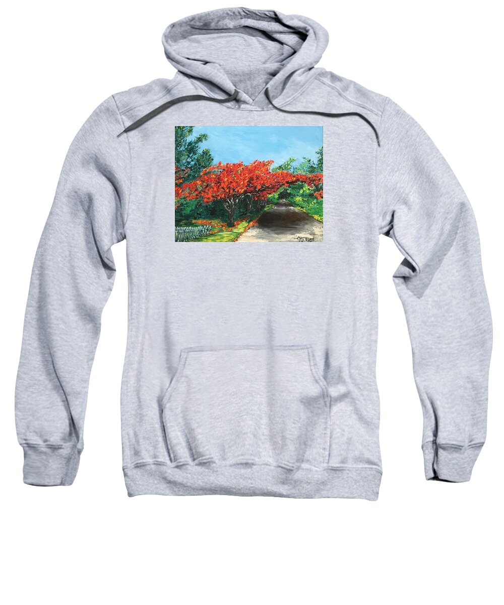Flamboy�n Sweatshirt featuring the painting El Flamboyan en mi Camino by Melissa Torres