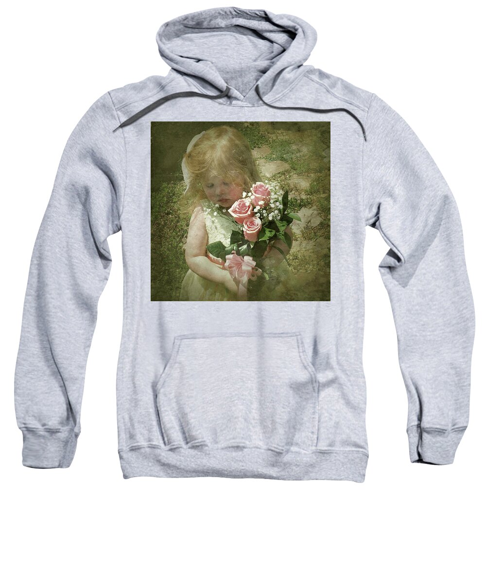 Girl With Flowers Sweatshirt featuring the photograph Elaina with flowers by Jim Pearson