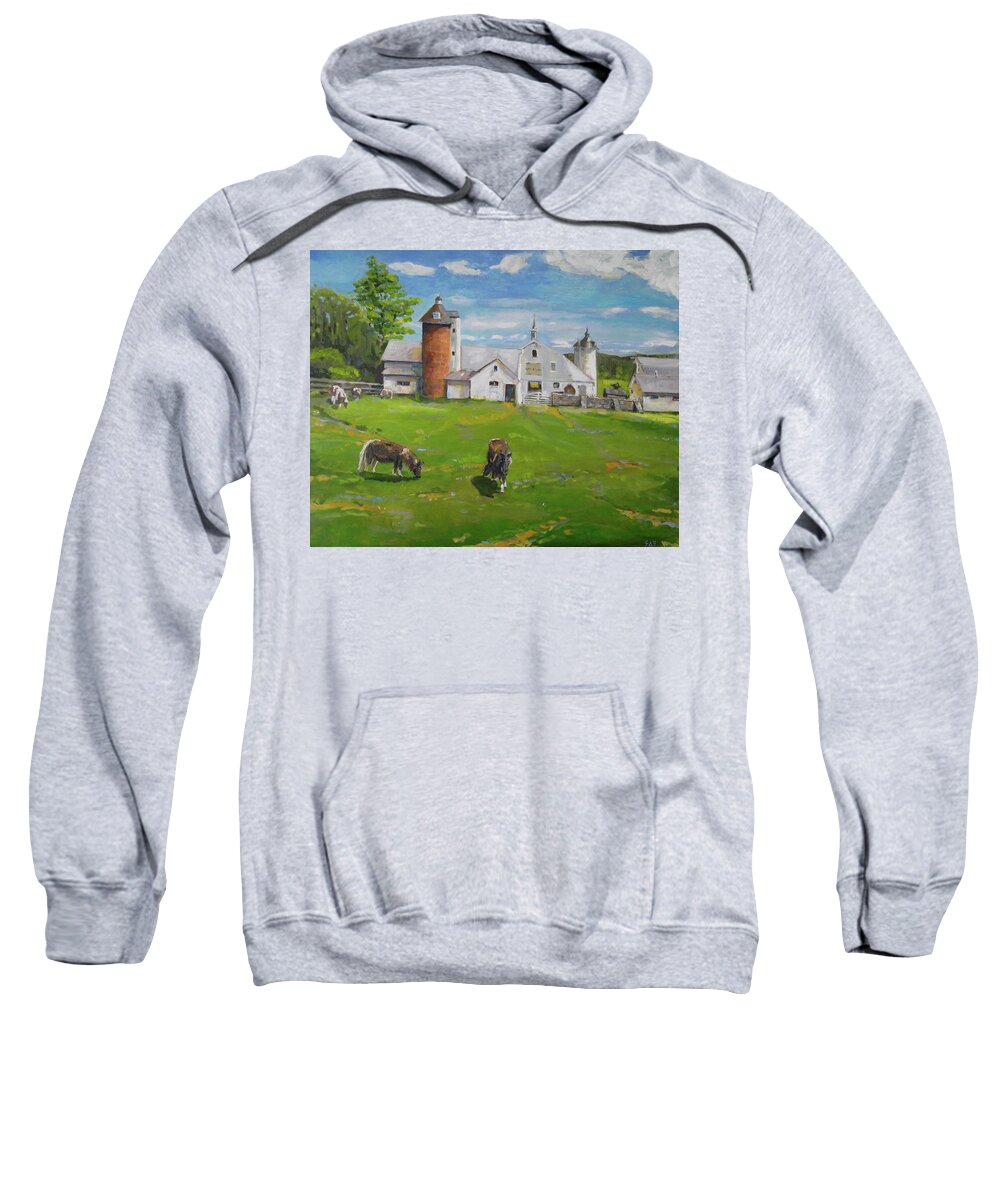 Elm Grove Sweatshirt featuring the painting Elm Grove Farm by Susan Esbensen