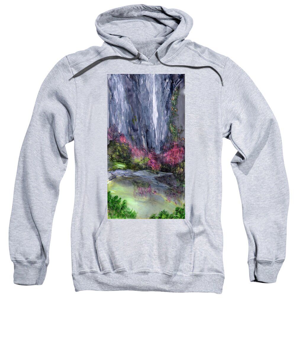 Abstract Landscape Sweatshirt featuring the painting Emerald Grotto by Charlene Fuhrman-Schulz