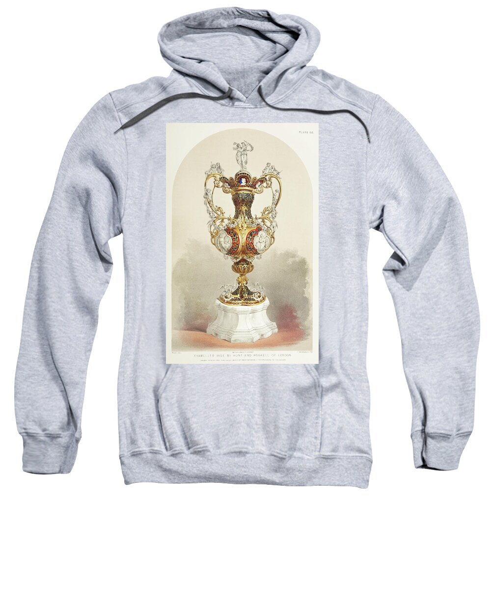 1900s Sweatshirt featuring the painting Enamelled vase from the Industrial arts of the Nineteenth Century by Vincent Monozlay