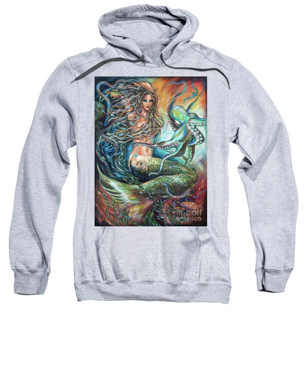 Coral Reef Sweatshirt featuring the painting Entangled Central by Linda Olsen