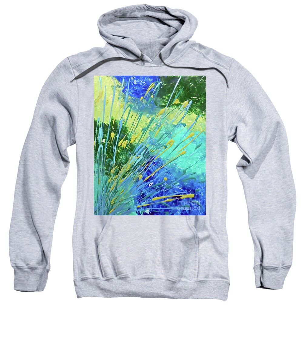Neon Abstract Sweatshirt featuring the painting Envy by Jilian Cramb - AMothersFineArt