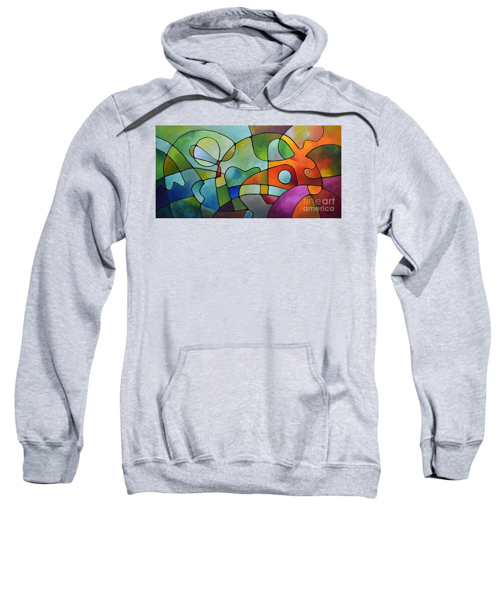 Geometric Sweatshirt featuring the painting Equanimity by Sally Trace