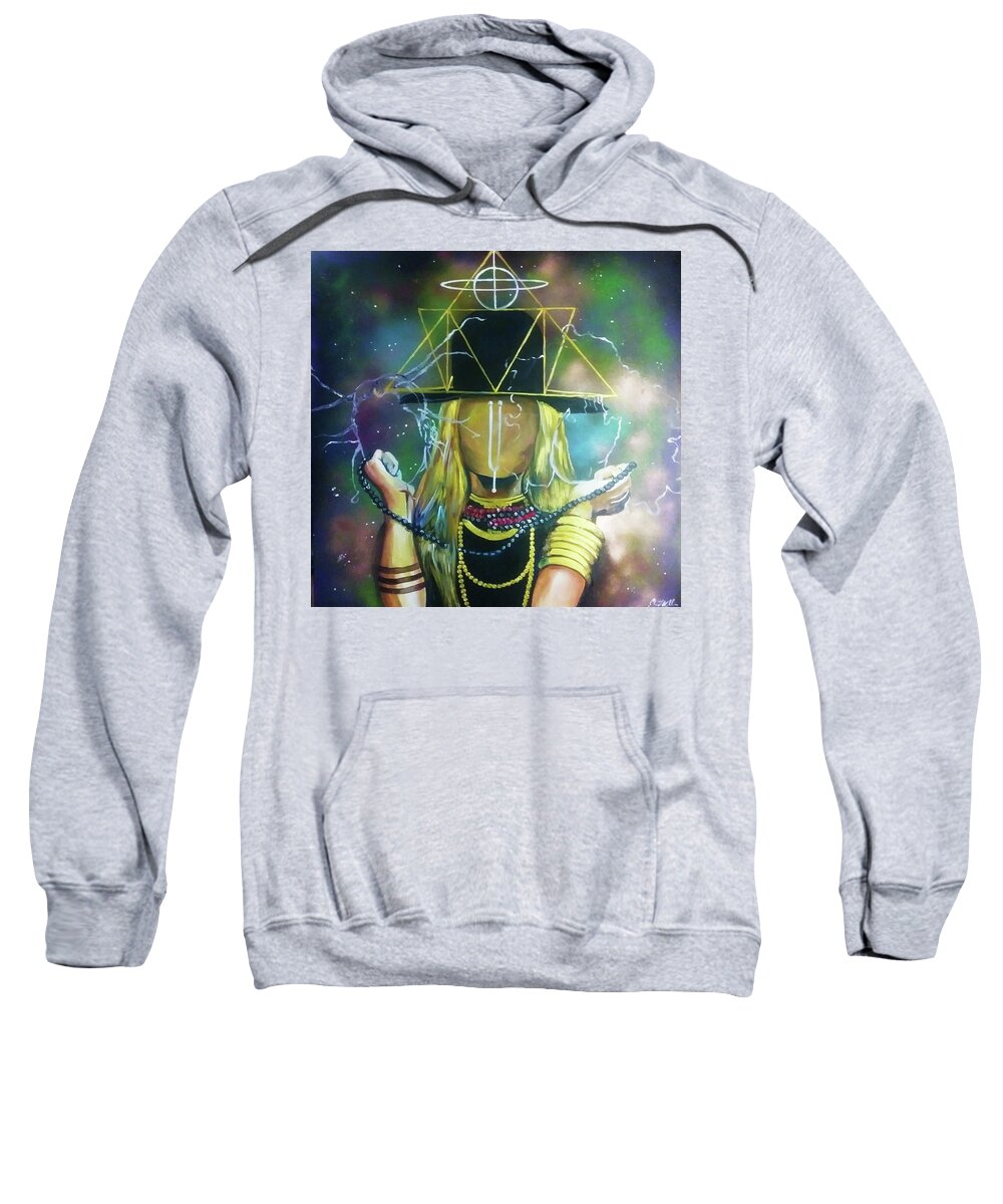 Erykah Badu My Muse Sweatshirt featuring the painting Erykah the Universe by Femme Blaicasso