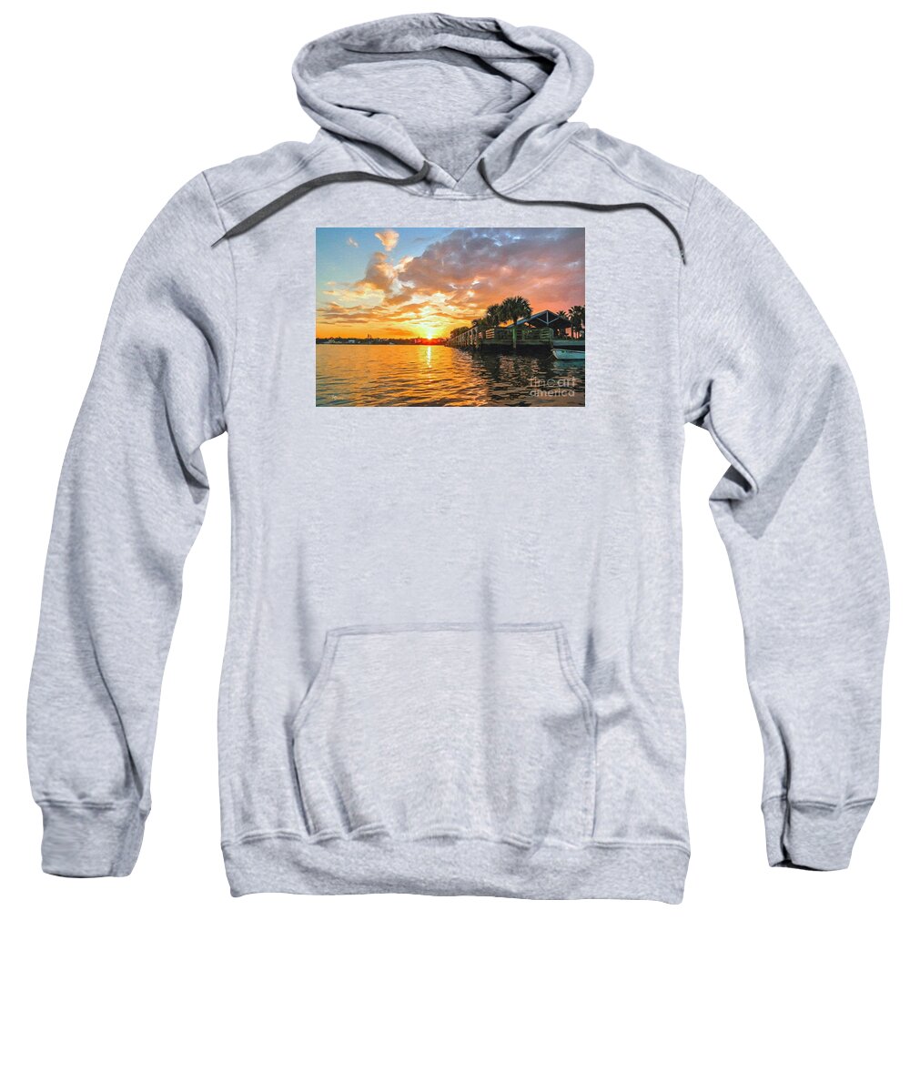 Jensen Beach Sweatshirt featuring the painting Evening at Jensen Beach by Tammy Lee Bradley