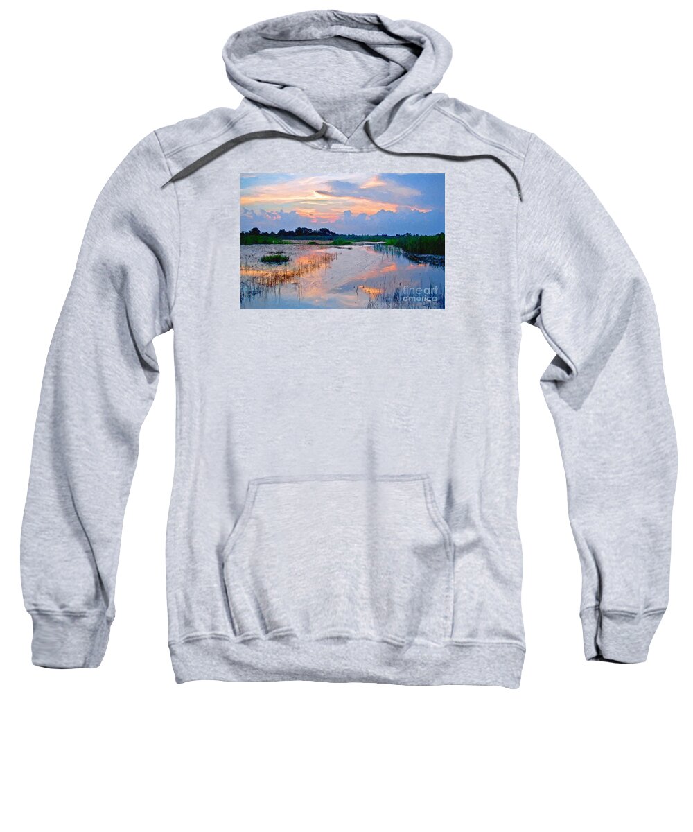 Evening Sweatshirt featuring the painting Evening in the Marsh by Tammy Lee Bradley