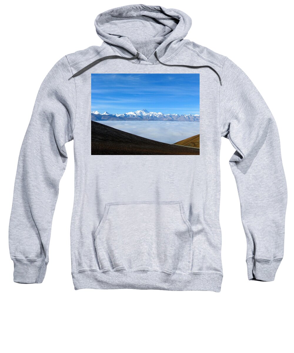 Mt Everest Sweatshirt featuring the photograph Everest Above The Clouds by Lorelle Phoenix