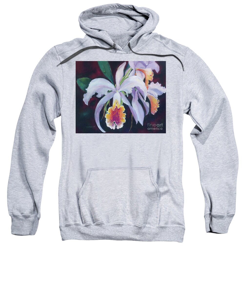 White Orchid Sweatshirt featuring the painting Exotic White Orchid by Hilda Vandergriff
