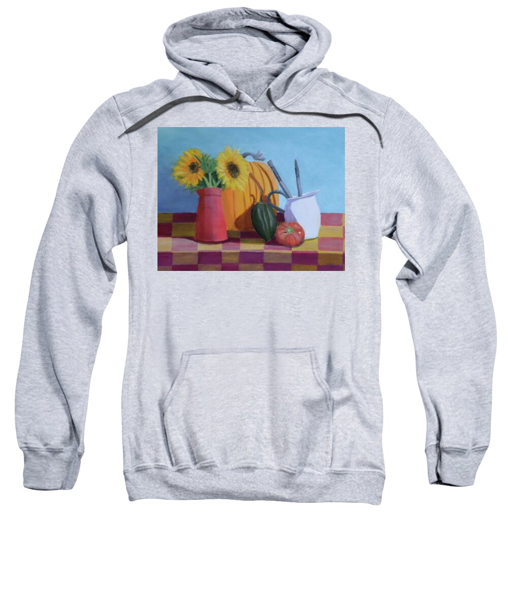 Still Life Sunflowers Light Sweatshirt featuring the painting Fall Time by Scott W White