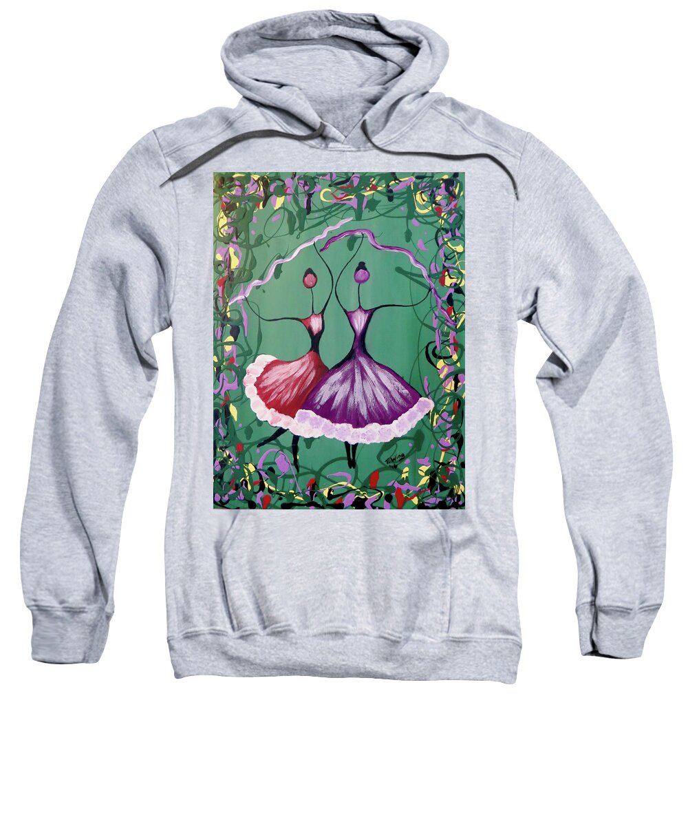 Abstract Sweatshirt featuring the painting Festive Dancers by Teresa Wing
