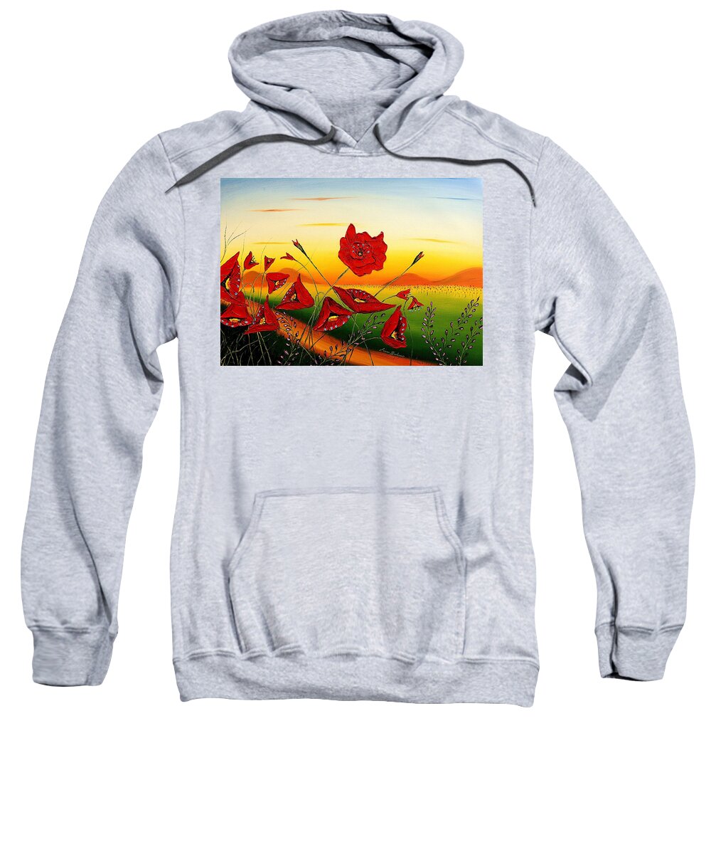  Sweatshirt featuring the painting Field Of Red Poppies #5 by James Dunbar