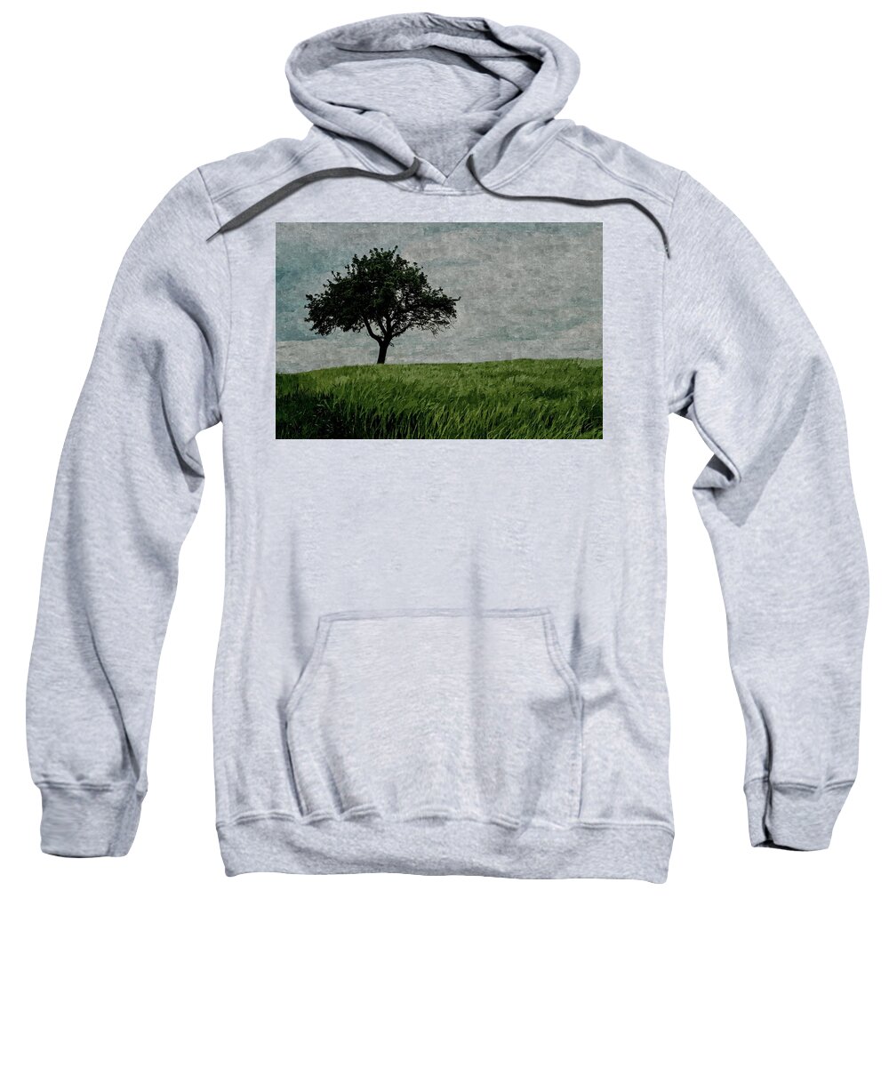 Field Sweatshirt featuring the painting Fields of Green Skies of White by David Dehner