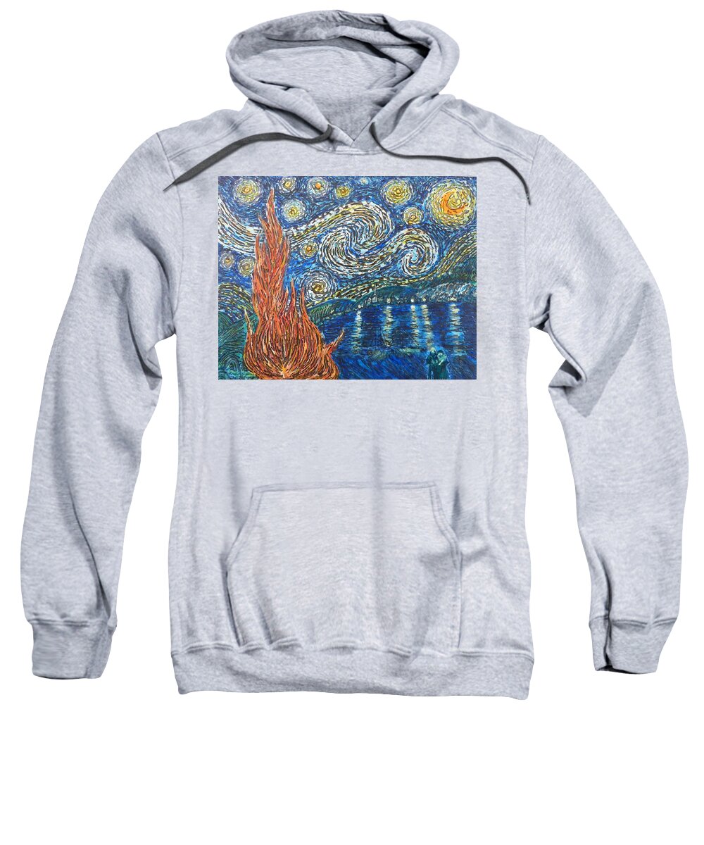 Fiery Night Sweatshirt featuring the painting Fiery Night by Amelie Simmons