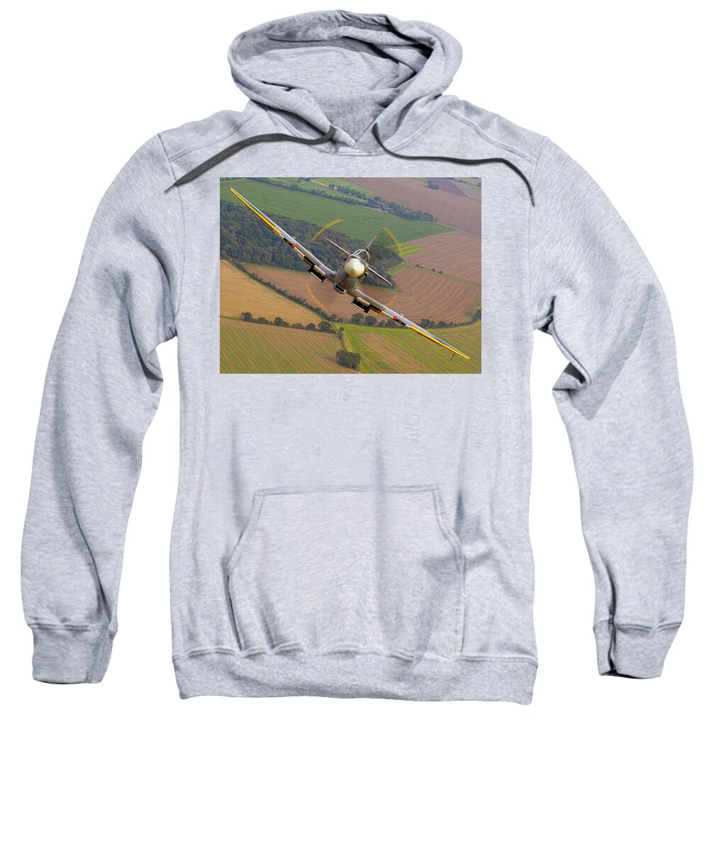 Air To Air Sweatshirt featuring the digital art Fighter Attack by Roy Pedersen
