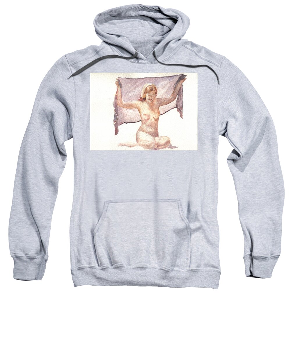 Erotic Sweatshirt featuring the painting Figure with Veil by David Ladmore
