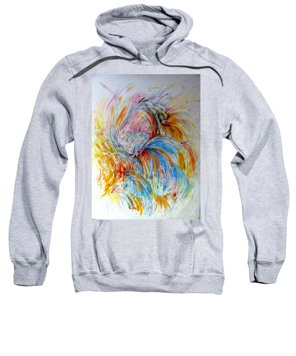 Abstract Sweatshirt featuring the painting Fingerpainting by Rosanne Licciardi