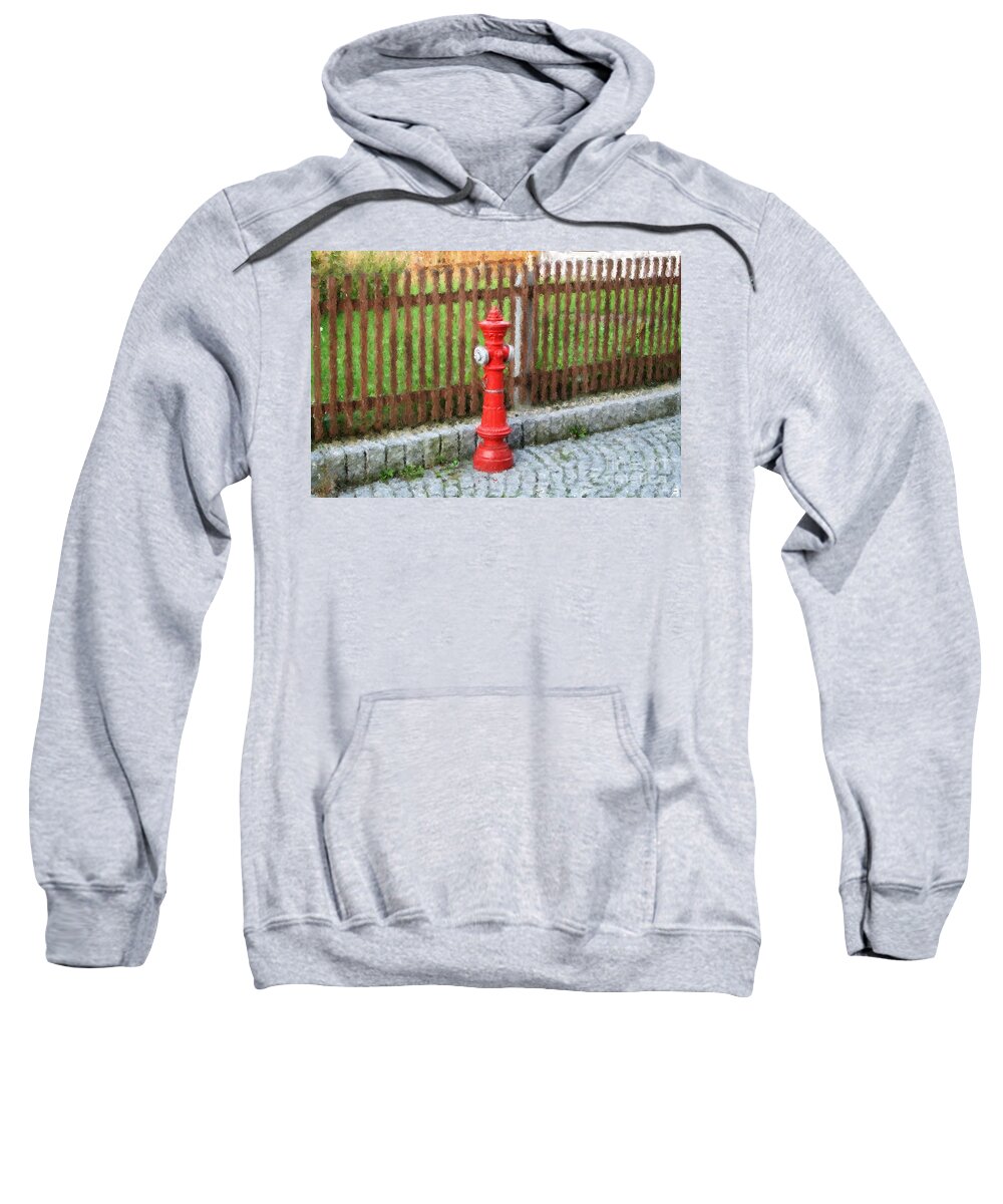 Fire Hydrant Sweatshirt featuring the digital art Fire Hydrant by Marc Champagne