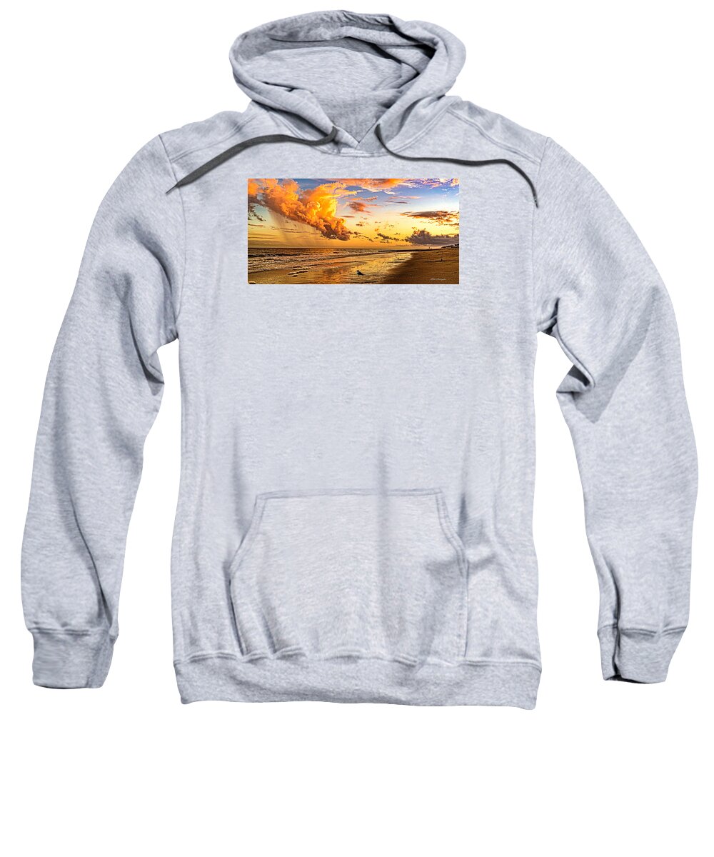 Edisto Beach Sweatshirt featuring the photograph Fire in the Sky by Mike Covington