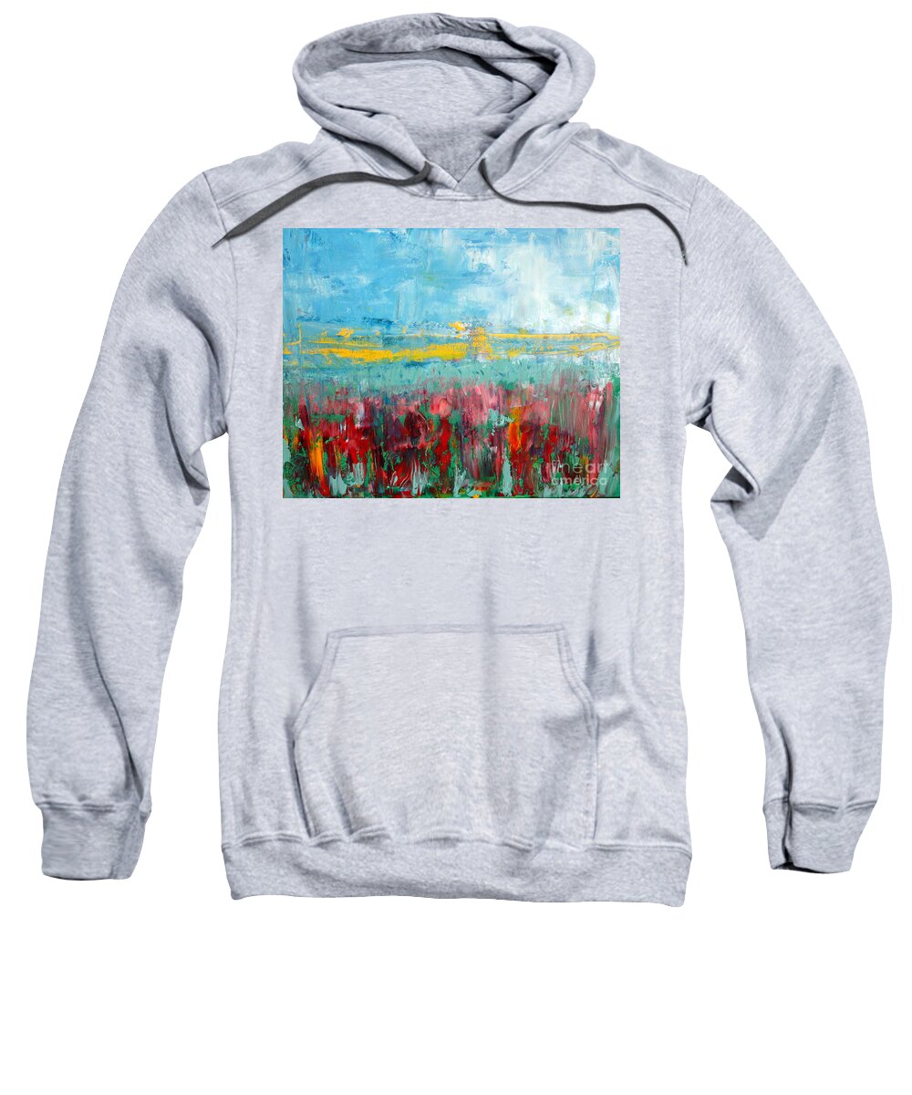 Abstract Sweatshirt featuring the painting Fire weed by Julie Lueders 
