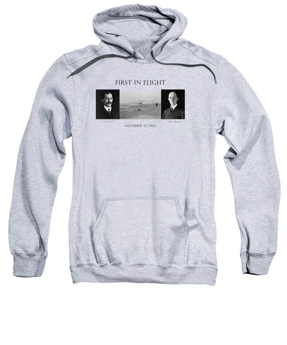 Wright Brothers Sweatshirt featuring the photograph First In Flight - The Wright Brothers by War Is Hell Store