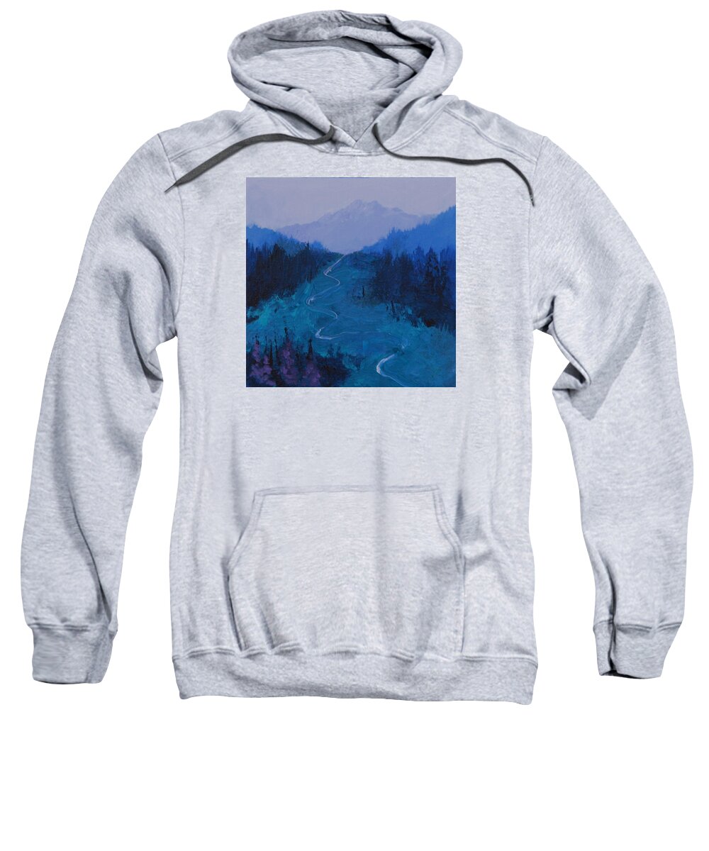 Ski Sweatshirt featuring the painting First Tracks 3 by Robert Bissett