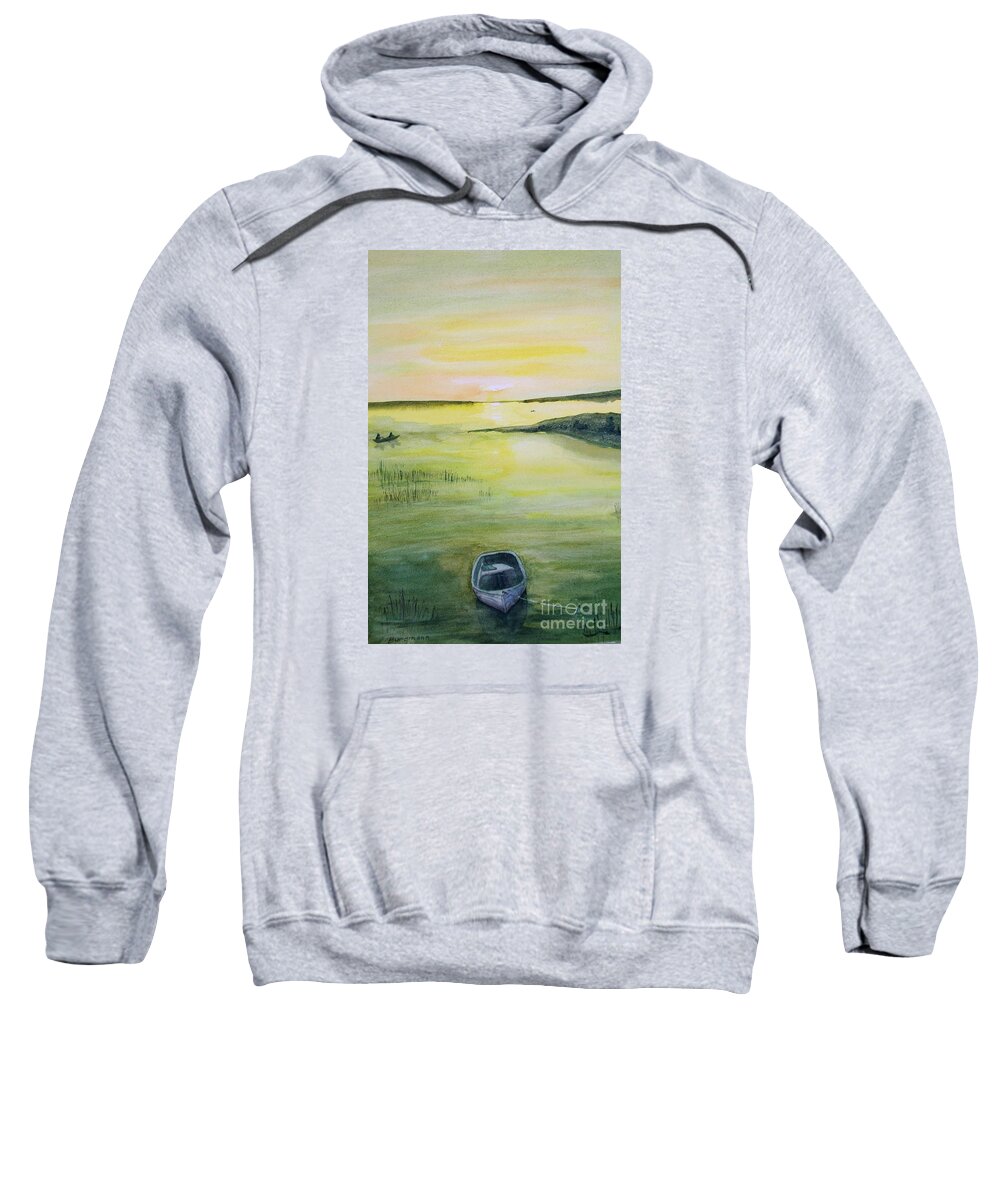 Boat Sweatshirt featuring the painting Fisherman's Delight by Petra Burgmann