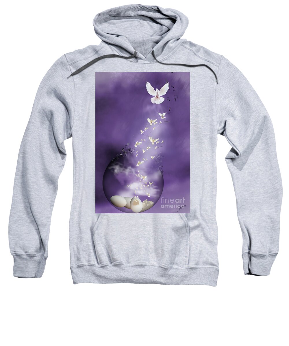 Doves Sweatshirt featuring the mixed media Flight to Freedom by Jim Hatch