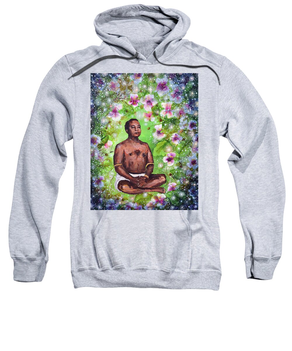 Paramhansa Yogananda Sweatshirt featuring the painting Floating on the Sea Of Bliss by Ashleigh Dyan Bayer