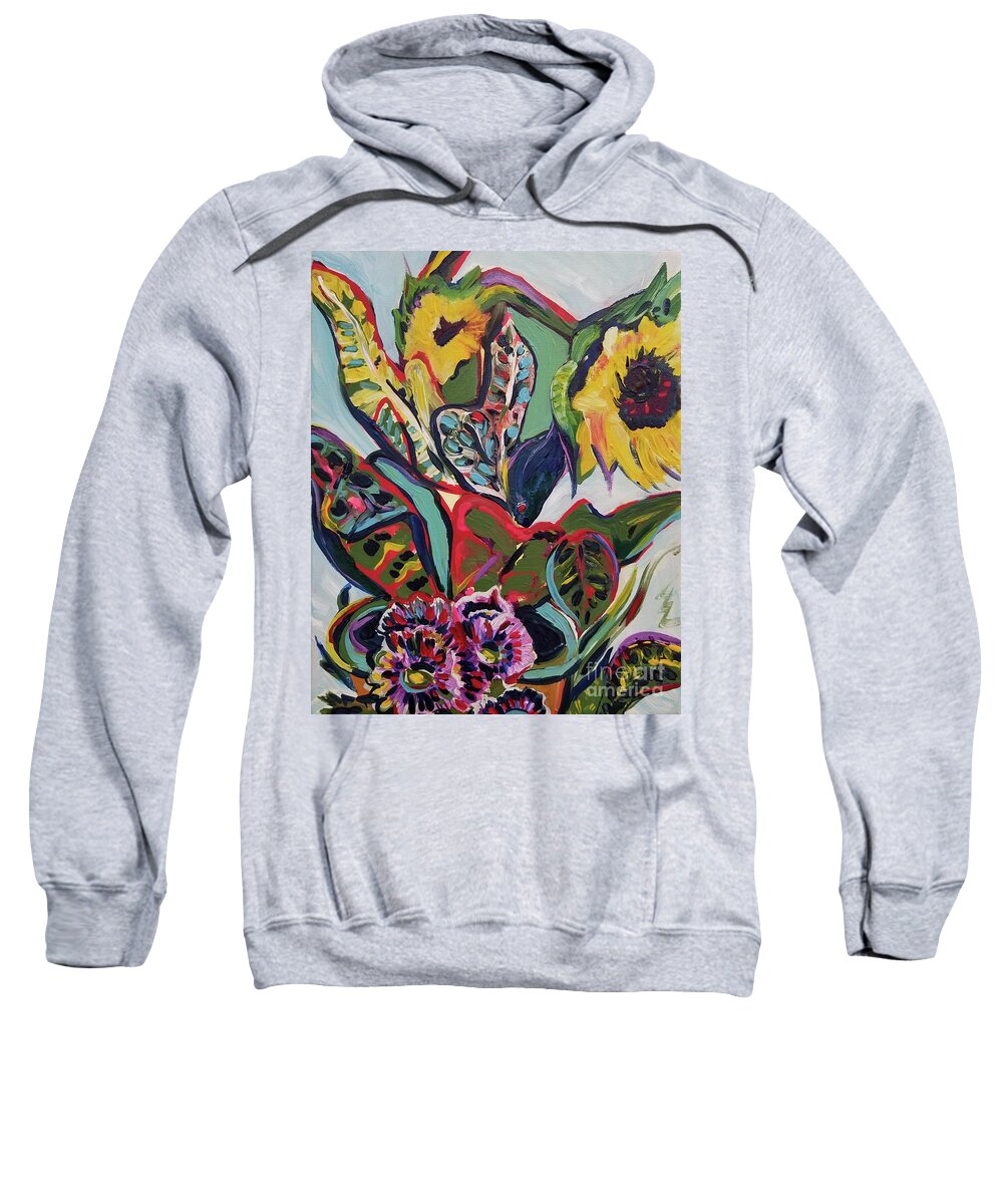 Sunflower Sweatshirt featuring the painting Floral Composition by Catherine Gruetzke-Blais