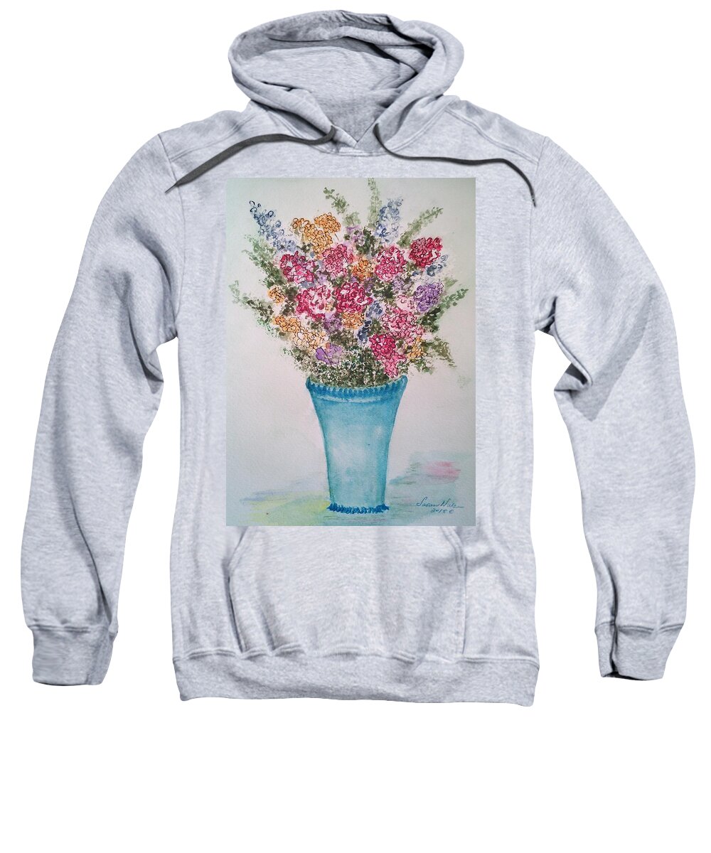 Floral Sweatshirt featuring the painting Floral Inked by Susan Nielsen