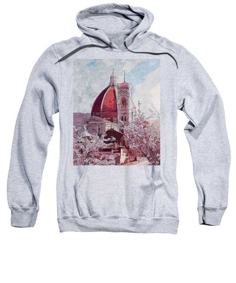 Florence Sunset Sweatshirt featuring the painting Florence - 16 by AM FineArtPrints