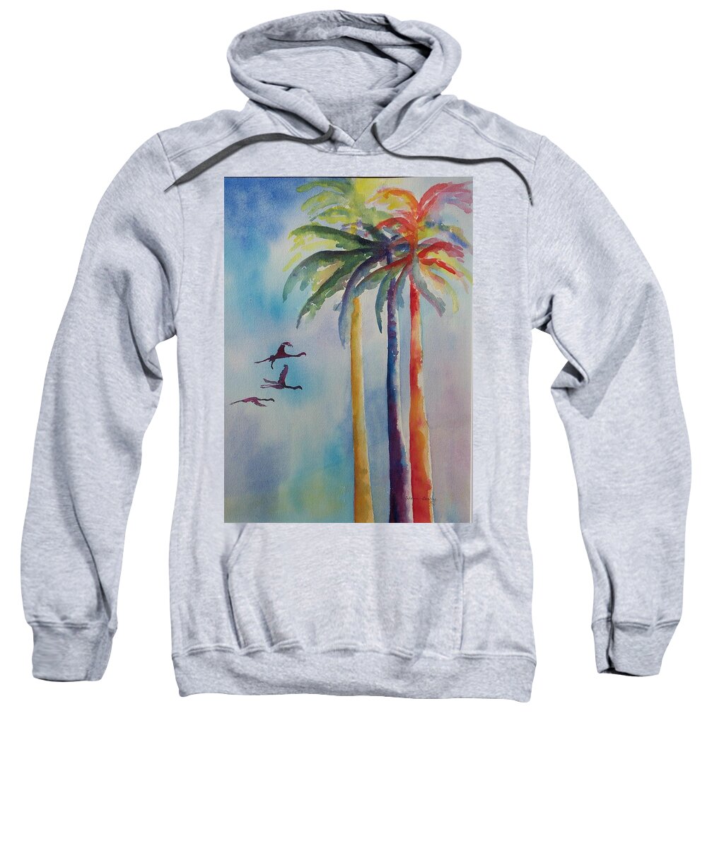 Palms Sweatshirt featuring the painting Florida Color by Celene Terry