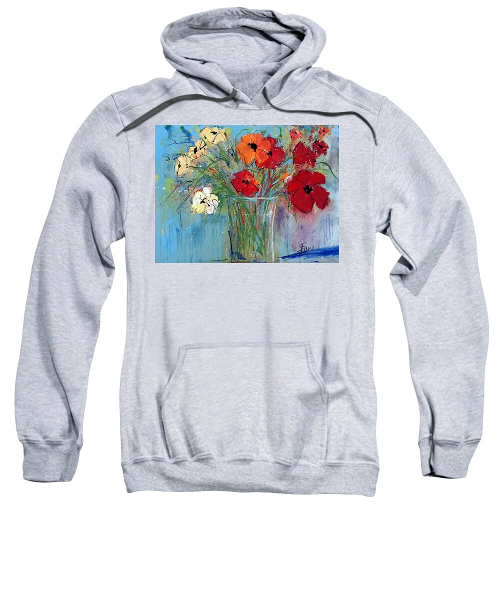 Flower Sweatshirt featuring the painting Flower Delivery by Terri Einer