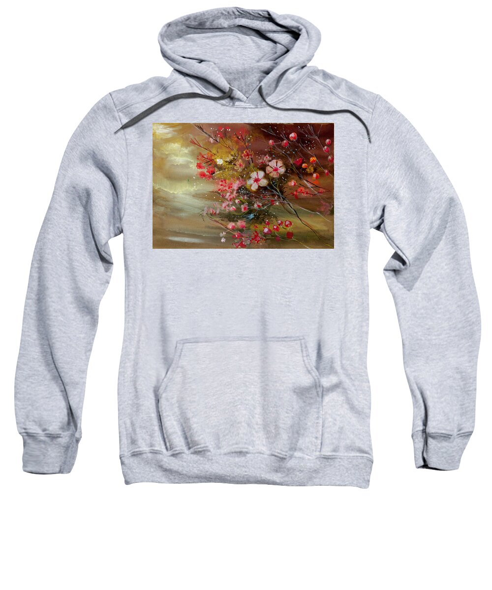 Nature Sweatshirt featuring the painting Flowers 2 by Anil Nene