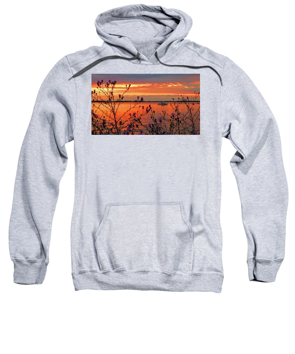 Tibbetts Point Sweatshirt featuring the photograph Flowers along the shore at Tibbetts Point by Dennis McCarthy