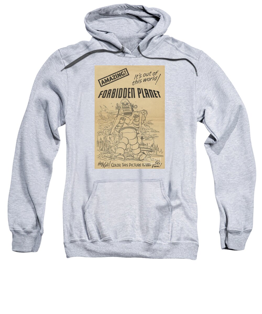 Forbidden Planet Sweatshirt featuring the painting Forbidden Planet in color this picture retro classic movie poster portraite by Vintage Collectables