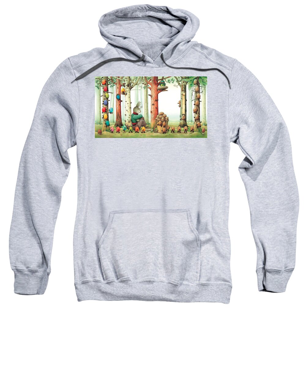 Eggs Easter Forest Sweatshirt featuring the painting Forest Eggs by Kestutis Kasparavicius