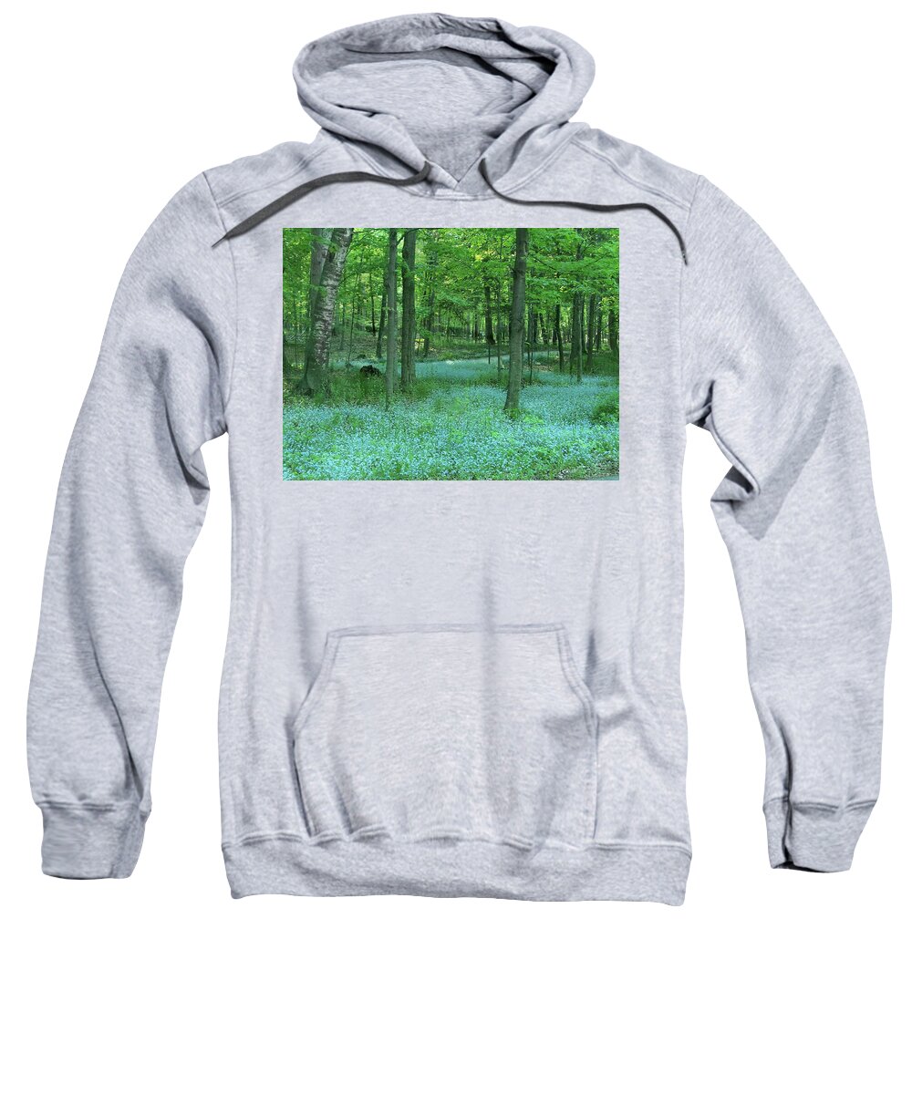 Spring Sweatshirt featuring the photograph Forget-me-nots in Peninsula State Park by David T Wilkinson