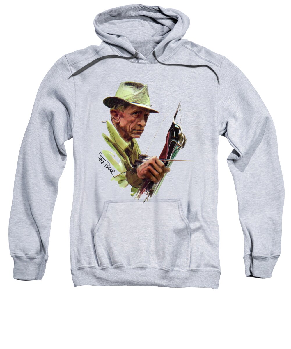 Fred Bear Sweatshirt featuring the mixed media Fred Bear Archery Hunting Bow Arrow Sport Target by Movie Poster Prints