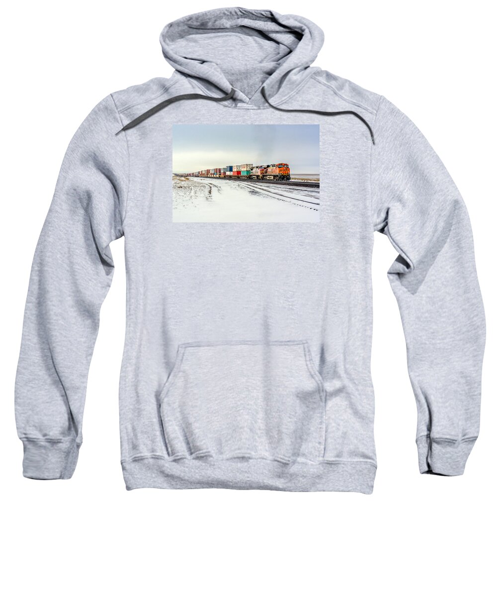 Locomotive Sweatshirt featuring the photograph Freight Train by Todd Klassy