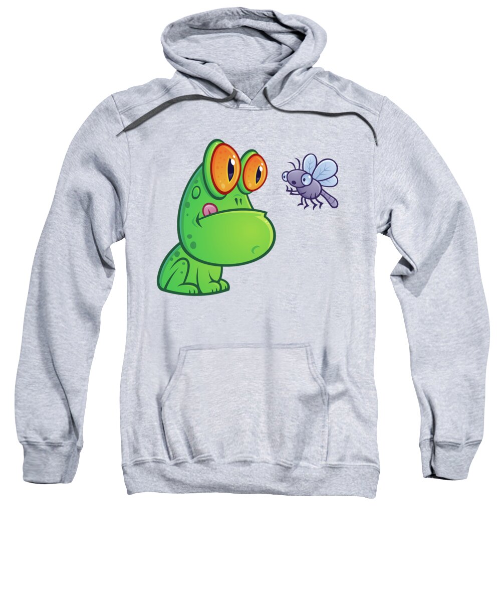 Frog Sweatshirt featuring the digital art Frog and Dragonfly by John Schwegel