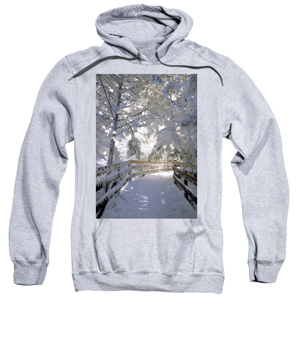 Boardwalk Sweatshirt featuring the photograph Frosty Boardwalk by Gary Beeler