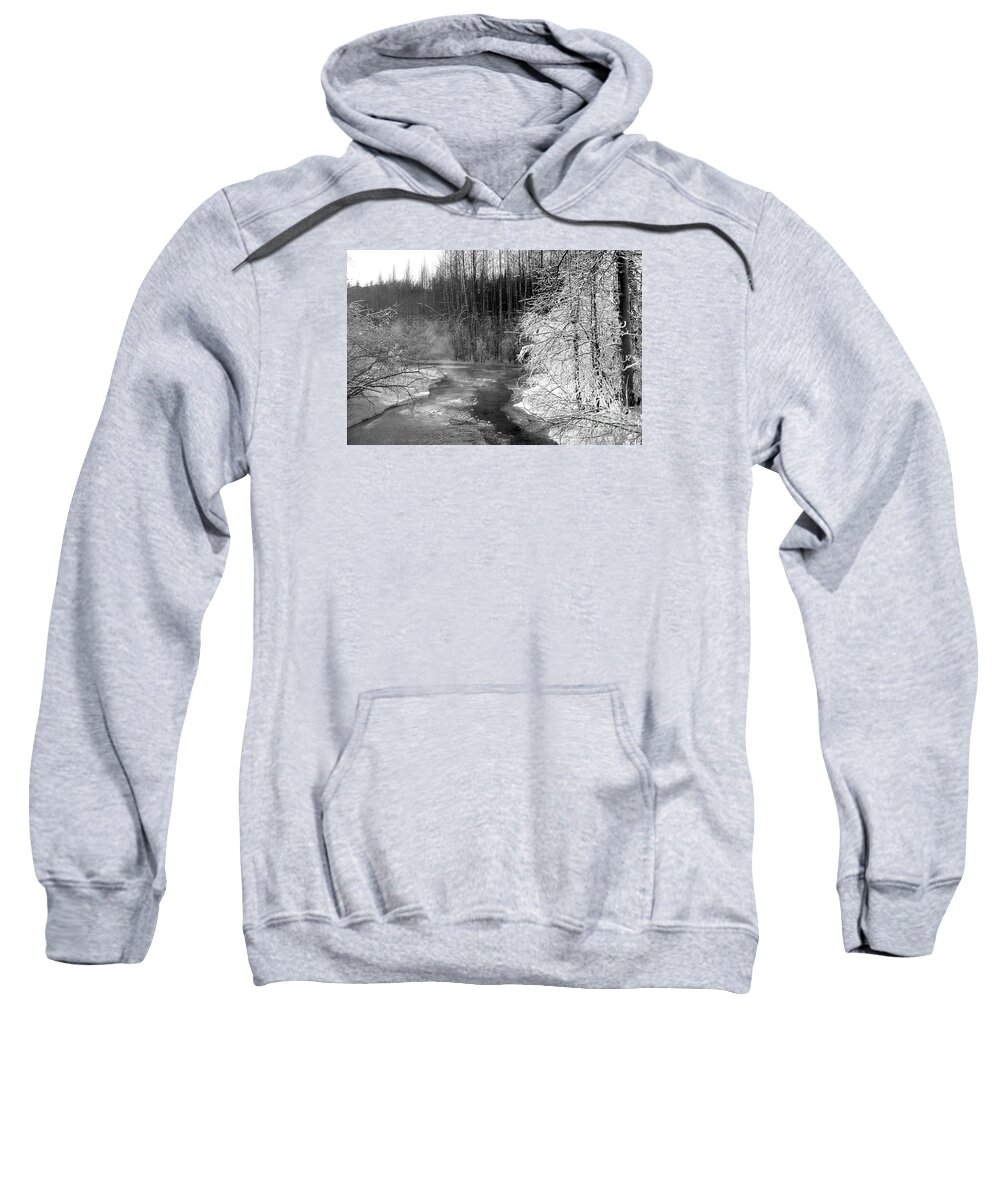 Creek Sweatshirt featuring the photograph Frozen Creek in Woods by Kimberly Blom-Roemer