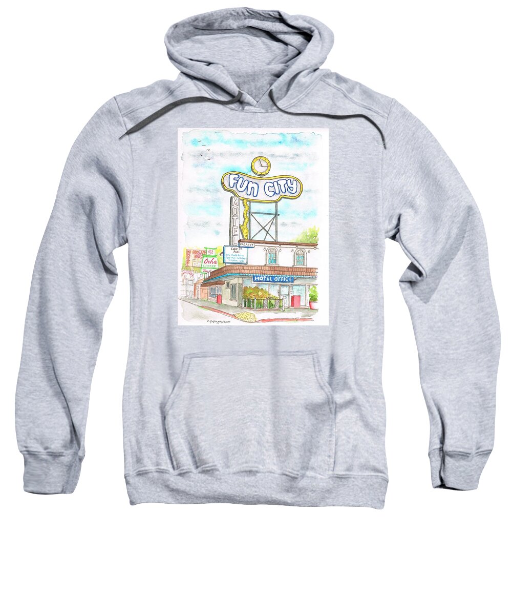 Nature Sweatshirt featuring the painting Fun City Motel, Las Vegas, Nevada by Carlos G Groppa