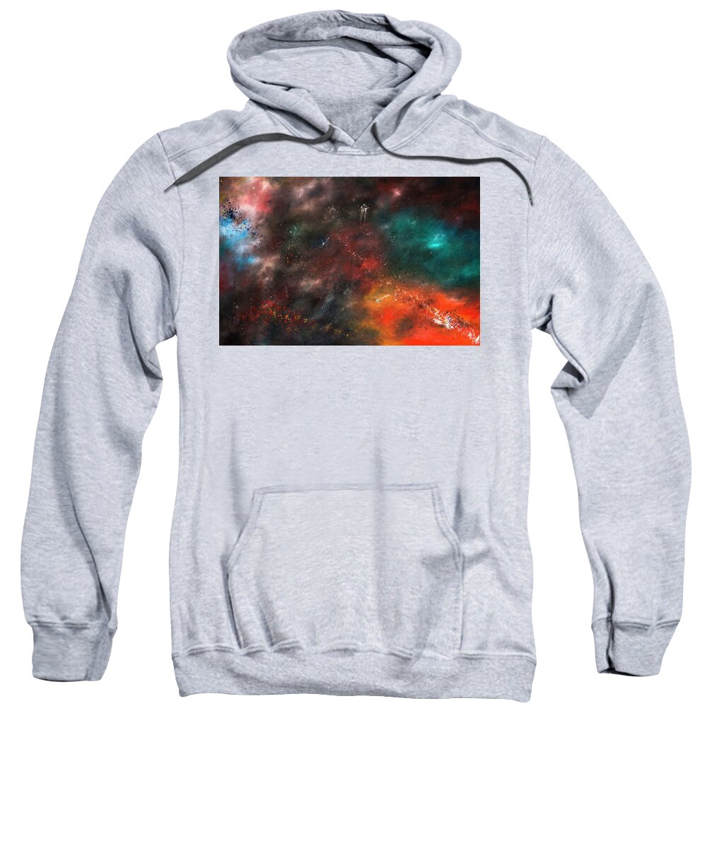 Astronomy Sweatshirt featuring the painting Galaxy by Bess Hamiti