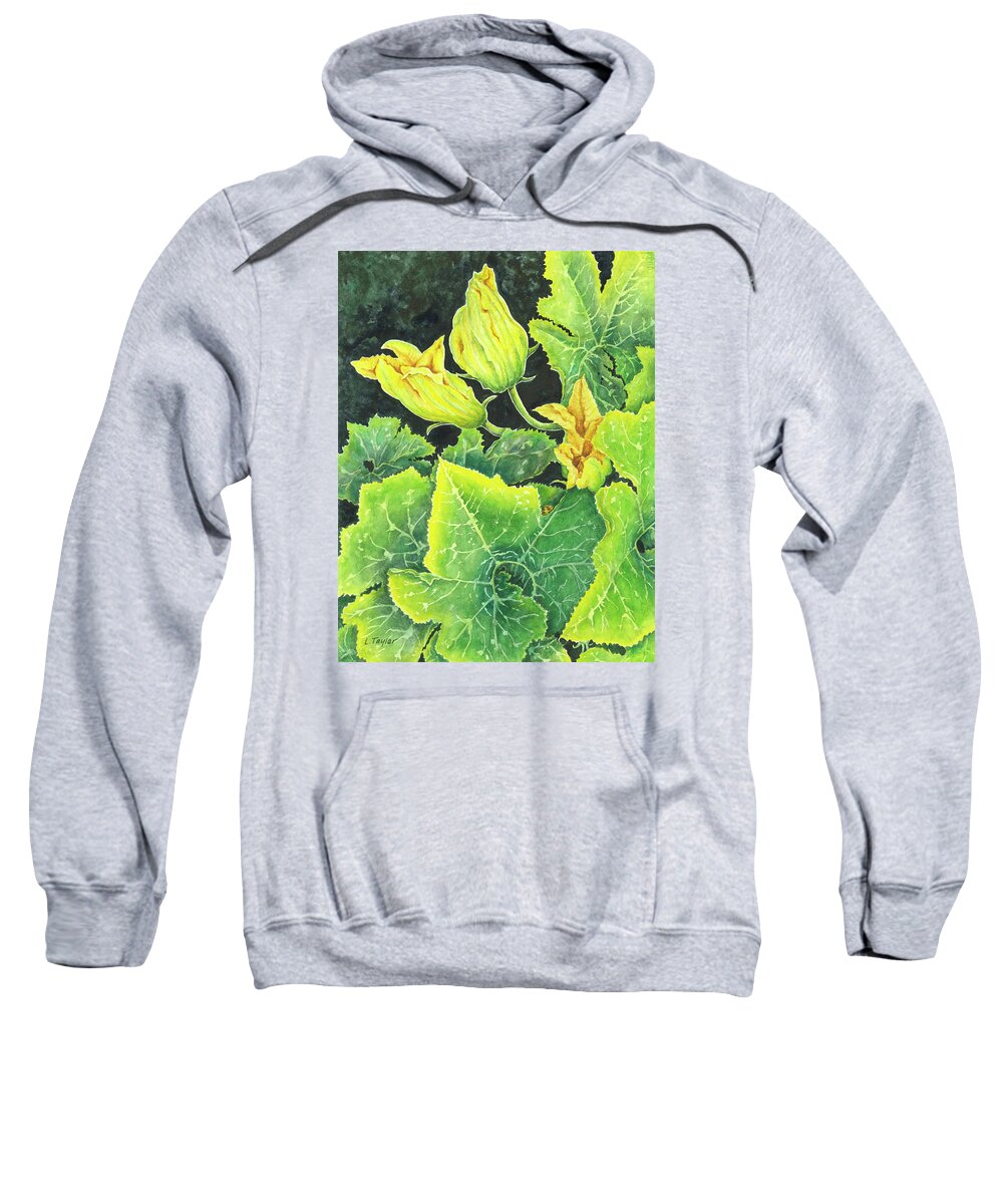 Zucchini Sweatshirt featuring the painting Garden Glow by Lori Taylor