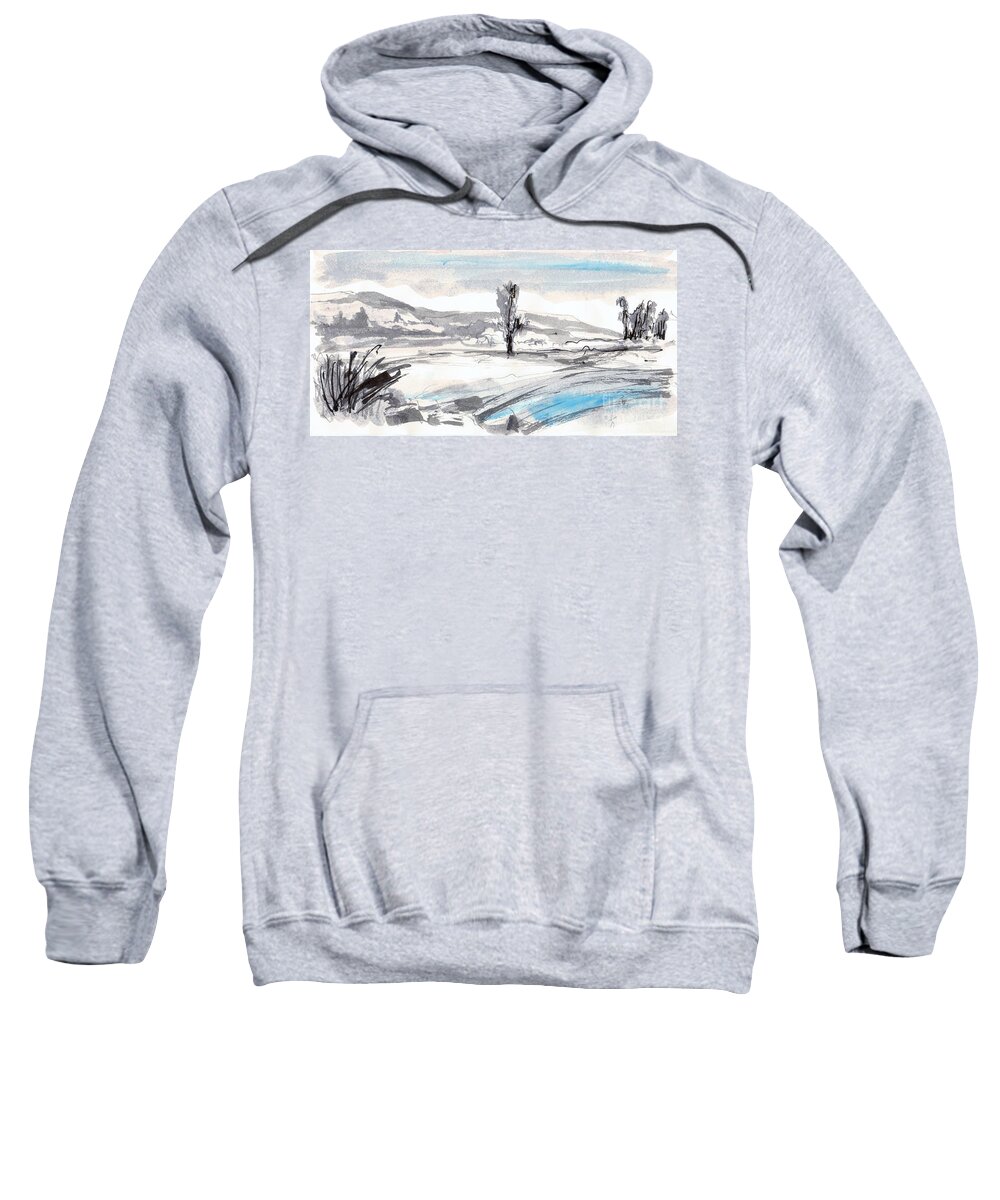 Silver Sweatshirt featuring the painting Geogioupolis delta in the morning by Karina Plachetka