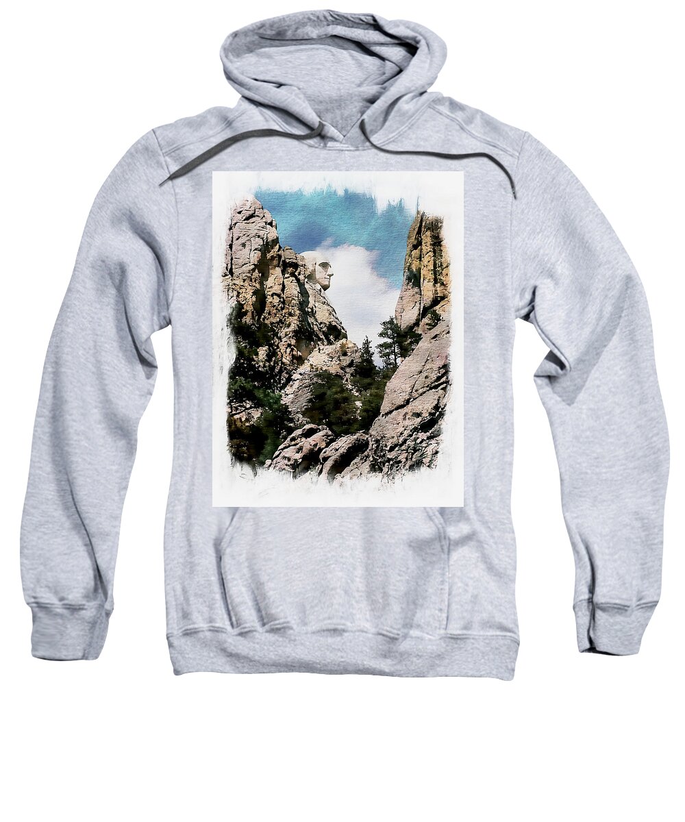 United States Sweatshirt featuring the photograph George Washington Profile - Mount Rushmore by Joseph Hendrix